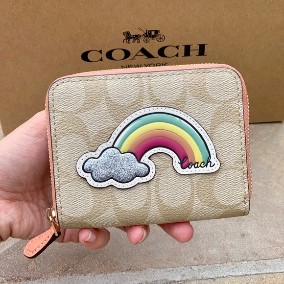 Coach Handbags - COACH Rainbow Signature Small Zip Wallet